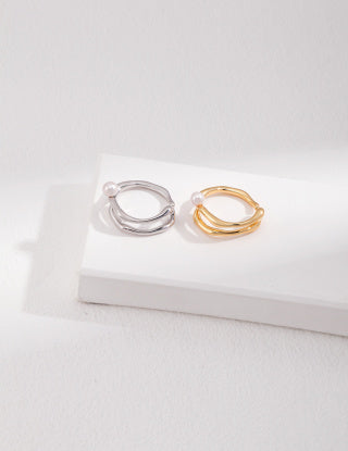Pure silver pearl ring