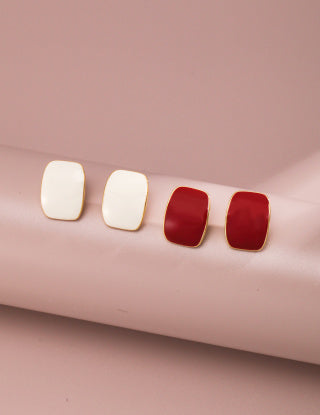 Glazed pure silver stud earrings White/red is available