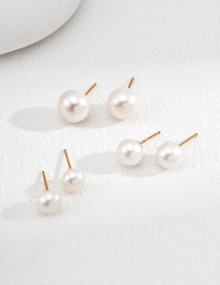S925 silver simple natural pearl earrings and stud earrings