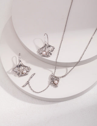 Ginkgo leaf design series Sterling silver necklace (adjustable length)
