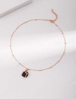 Pure silver agate necklace (adjustable)