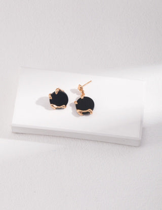 Pure silver agate earrings (short style