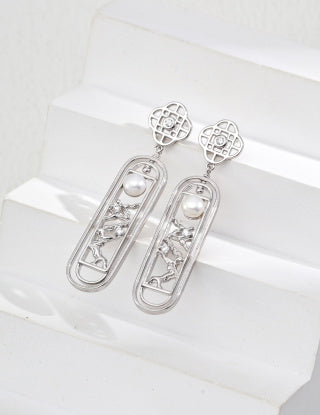 S925 silver natural pearl zircon earrings