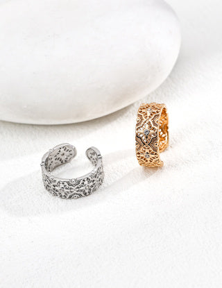 S925 silver retro design zirconia ring