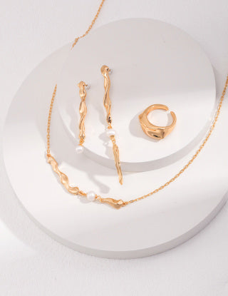 Pure silver pearl necklace