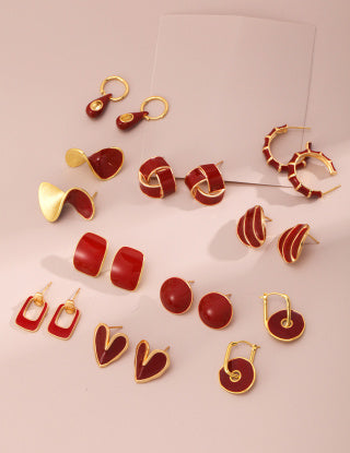 Chinese Red Drip Glaze series Red glazed earrings