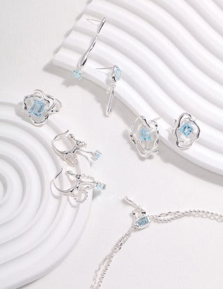 Sterling silver necklace (topaz)(adjustable)