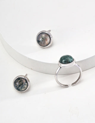 Water plant agate sterling silver earrings