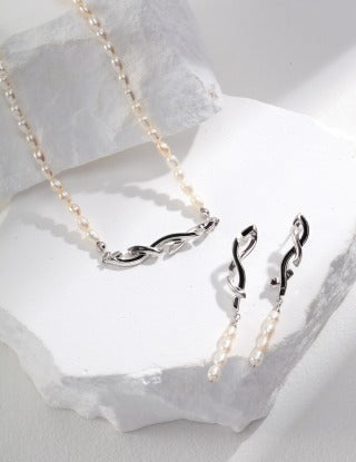 Pure silver glazed pearl earrings