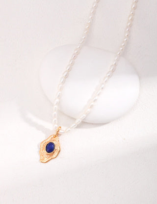 Pure silver lapis lazuli necklace