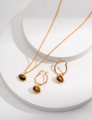 Pure silver tiger's eye necklace