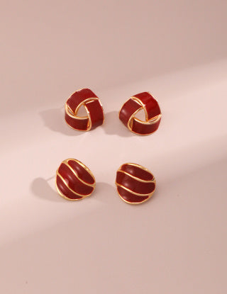 Chinese Red Drip Glaze series Red glazed earrings