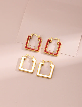 Chinese red drip glaze earrings