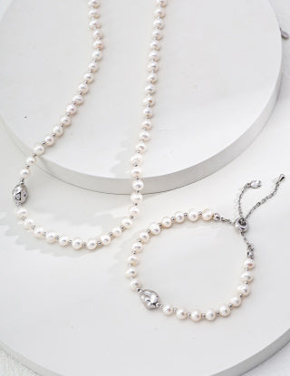 S925 silver simple natural Pearl necklace