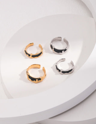 Sterling silver drip glaze couple rings