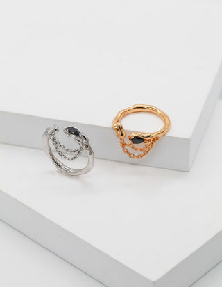 A pure silver synthetic spinel ring