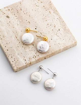 Irregular-shaped pearl earrings