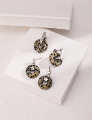 Natural tiger's eye/spotted stone earrings