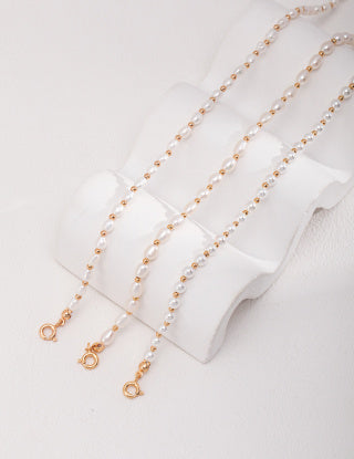 Pure silver pearl necklace