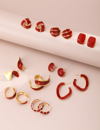 Chinese red drip glaze earrings