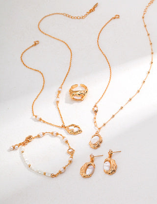 Irregularly patterned natural mother-of-pearl series with cooled lava Sterling silver necklace (adjustable length)