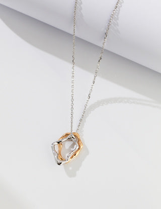 Pure silver geometric necklace