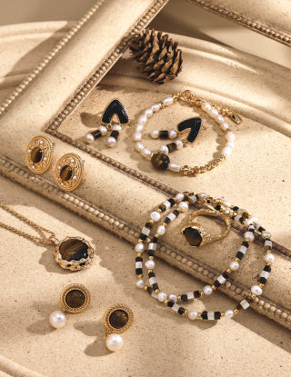 Pure silver tiger's eye pearl earrings