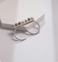 Pure silver beaded double ring