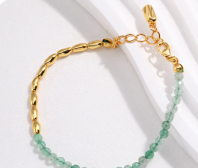 Pure silver green strawberry crystal necklace bracelet (adjustable