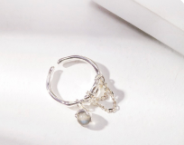 Pure silver grey moonstone best friend ring