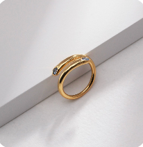 Pure silver sapphire ring