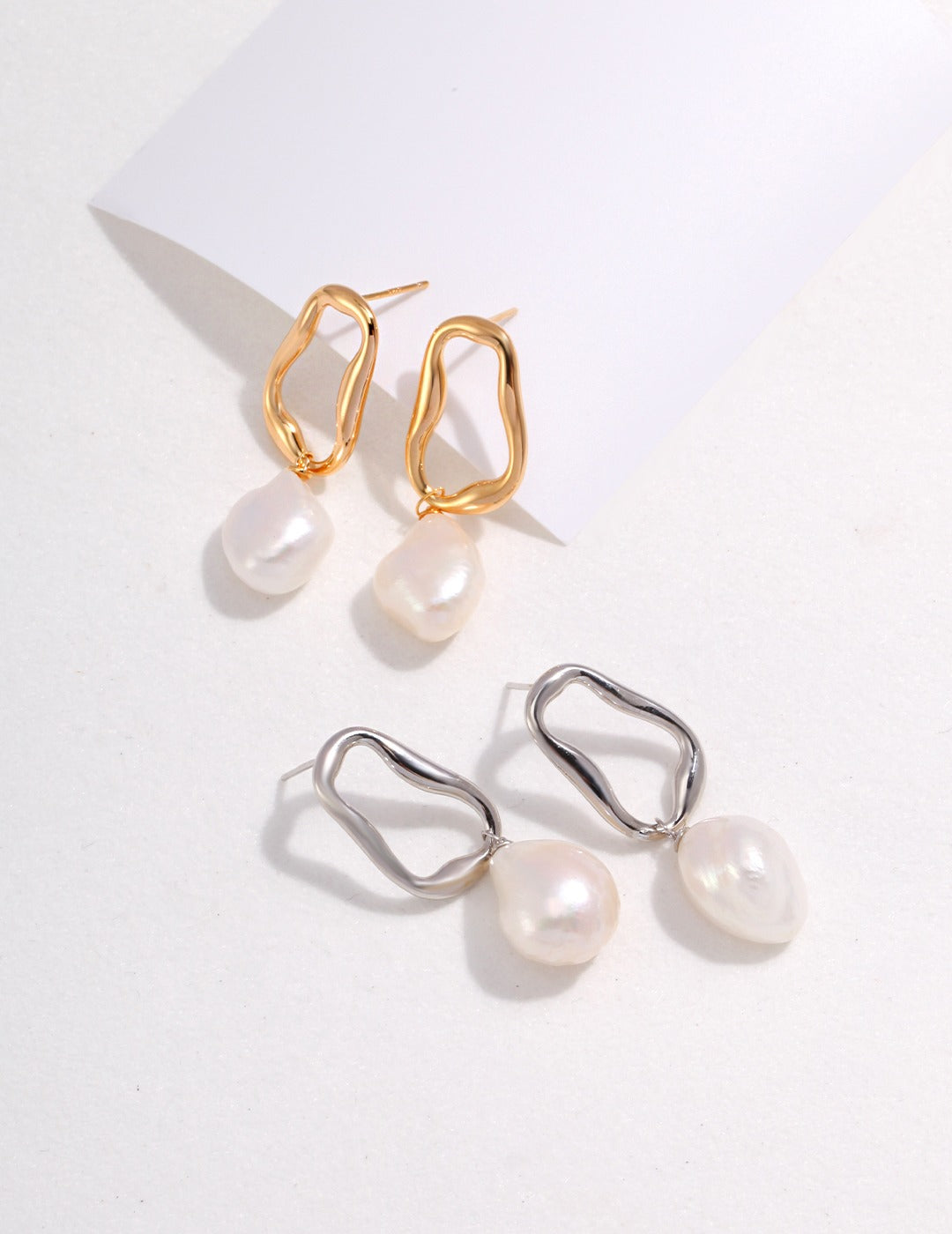 Baroque-shaped pearl earrings